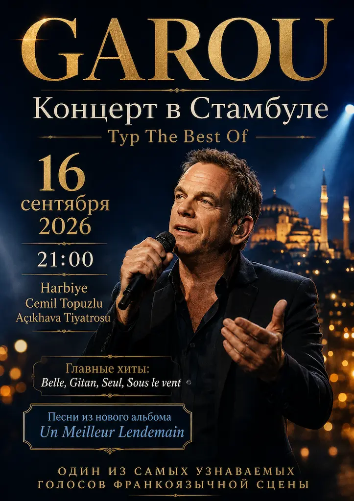 Концерт Garou в Стамбуле 16 сентября 2026 года