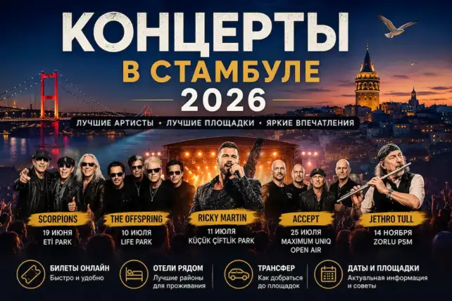 Концерты в Стамбуле 2026 афиша концертов Scorpions Ricky Martin Accept Jethro Tull