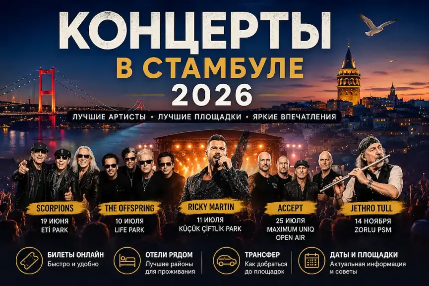 Концерты в Стамбуле 2026 афиша концертов Scorpions Ricky Martin Accept Jethro Tull