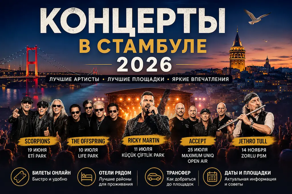 Концерты в Стамбуле 2026 афиша концертов Scorpions Ricky Martin Accept Jethro Tull