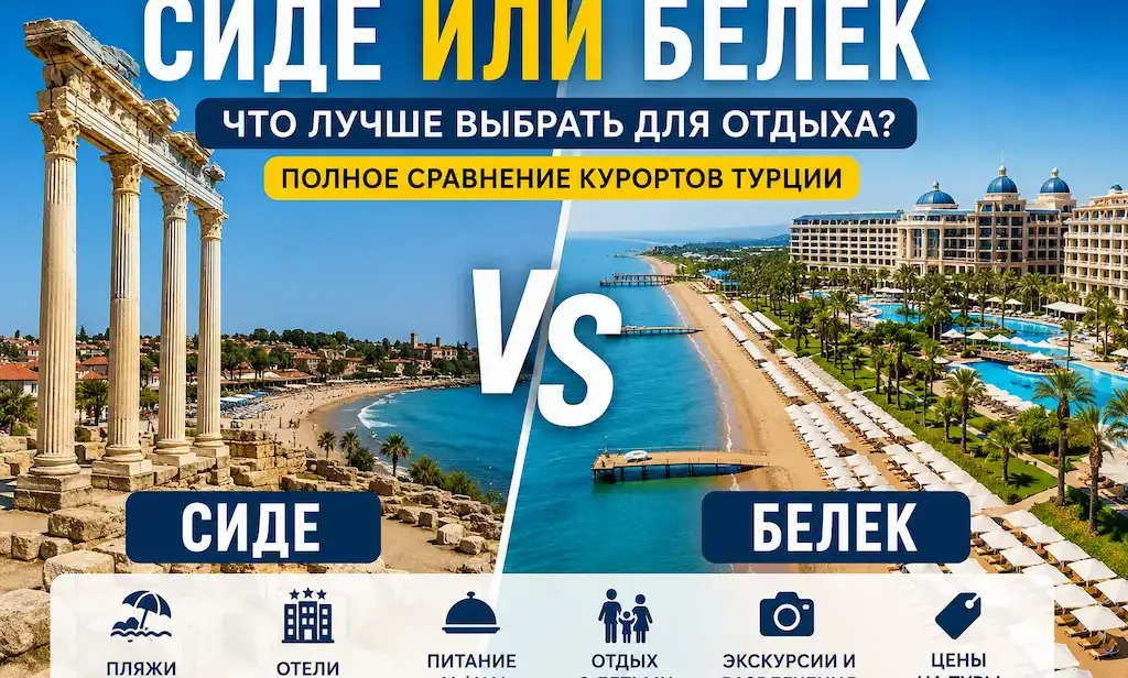 Сиде или Белек что лучше выбрать для отдыха в Турции в 2026 году